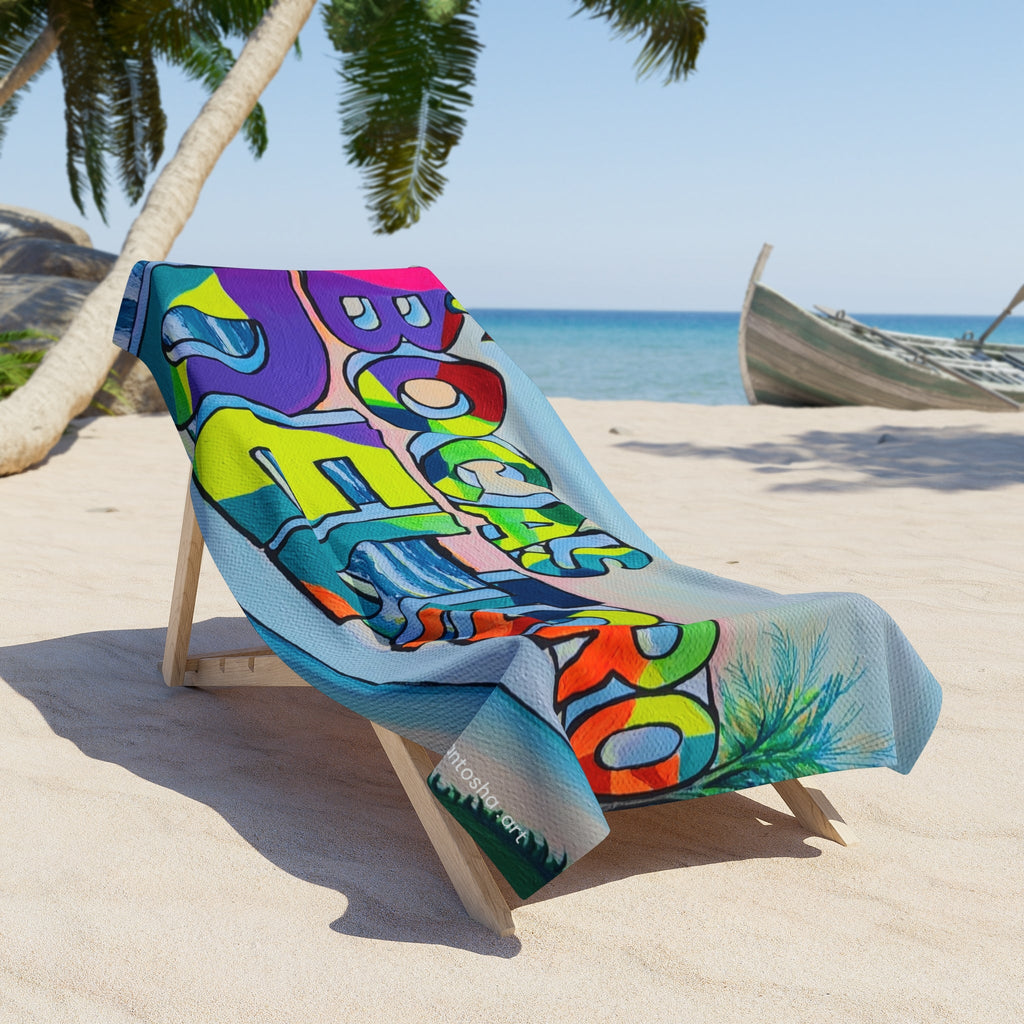 Bocas Del Toro Sign Beach Towel for Summer Fun and Vacation Essentials