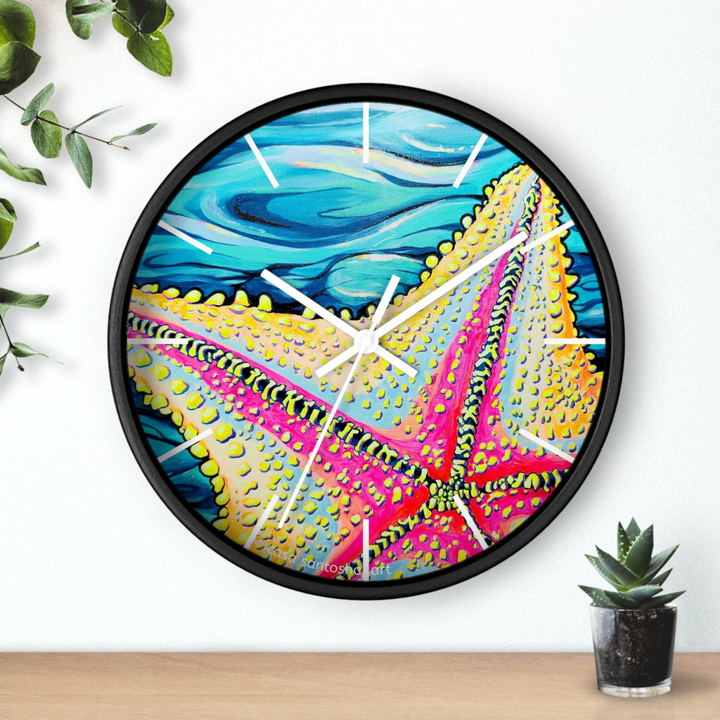 Starfish Beach Bocas Pop Art Wall Clock