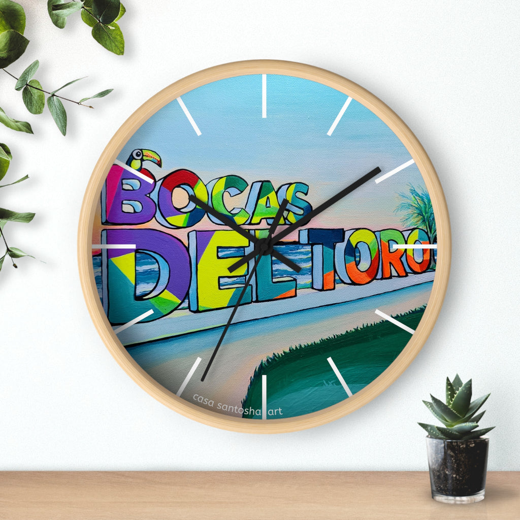 Bocas Del Toro Sign Pop Art Wall Clock