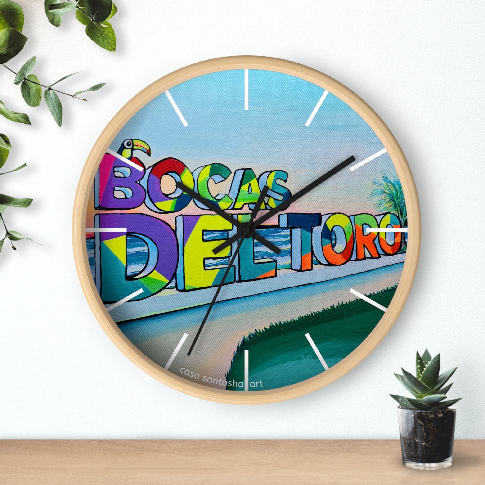 Bocas Del Toro Sign Pop Art Wall Clock