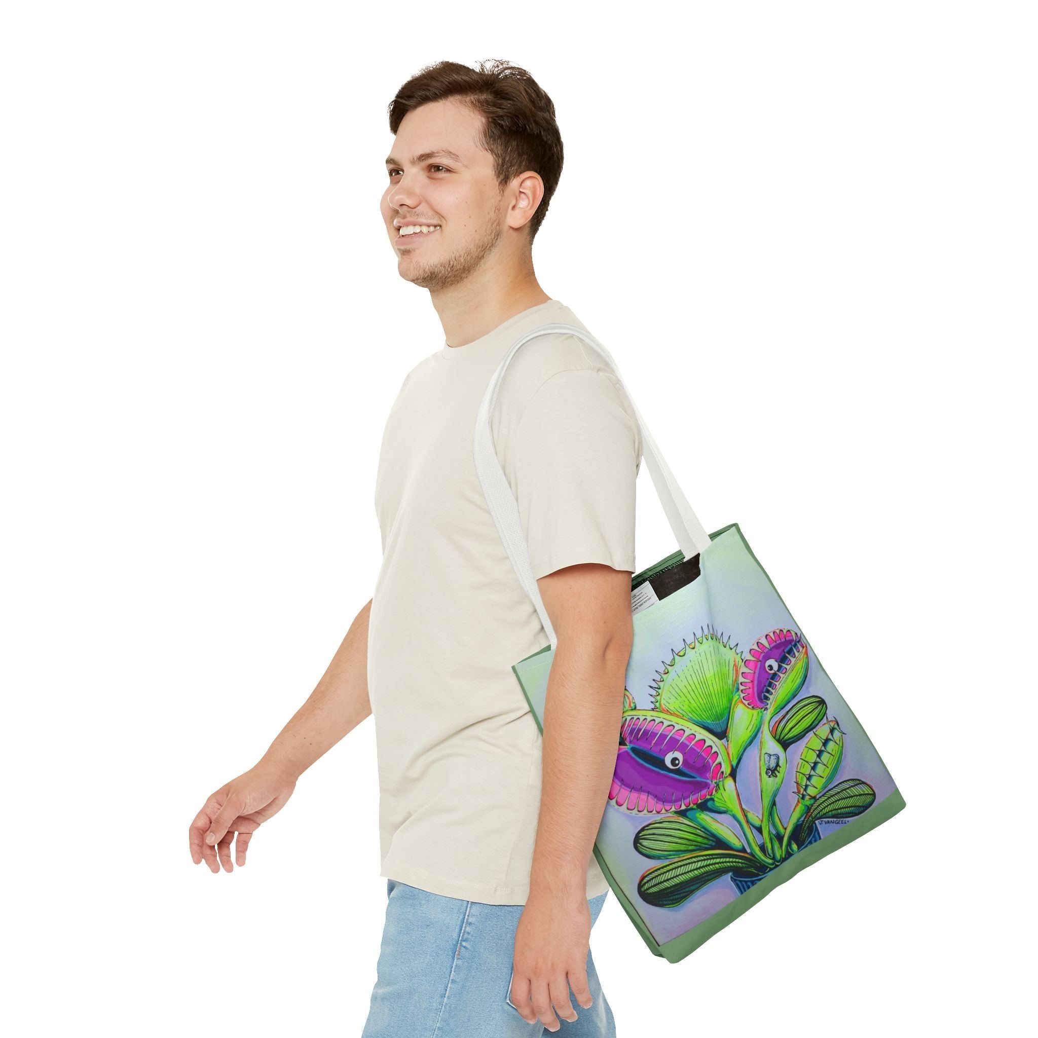 Premium Cyclops Venus Fly Trap Tote Bag, Original Artist Design, Reusable Shopping Tote,  Eco-Friendly