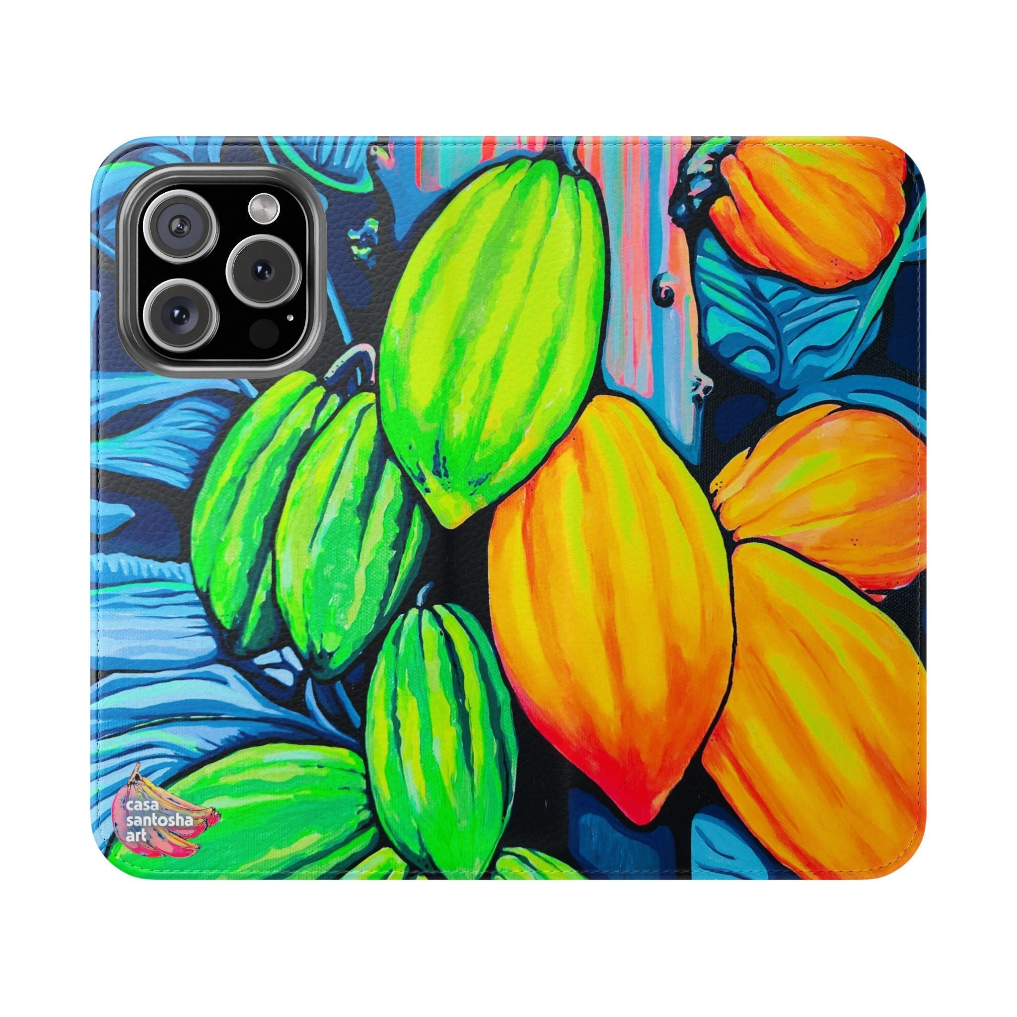 Neon Cacao Flip Phone Case – Wallet Cover with Card Slots