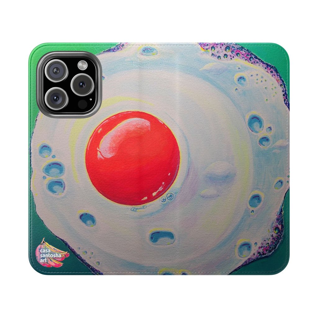 Neon Fried Egg Flip Phone Case – Wallet Cover with Card Slots
