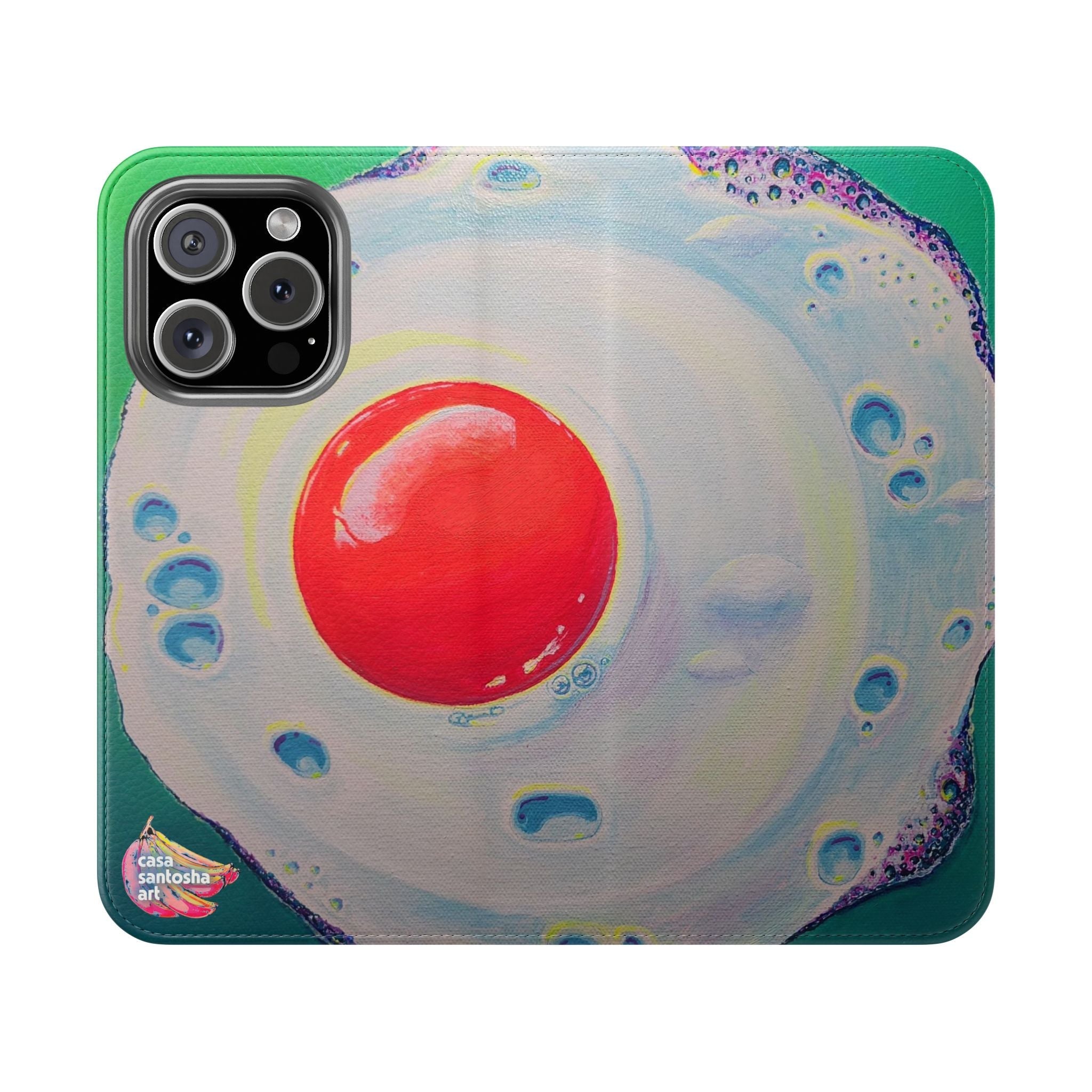 Neon Fried Egg Flip Phone Case – Wallet Cover with Card Slots