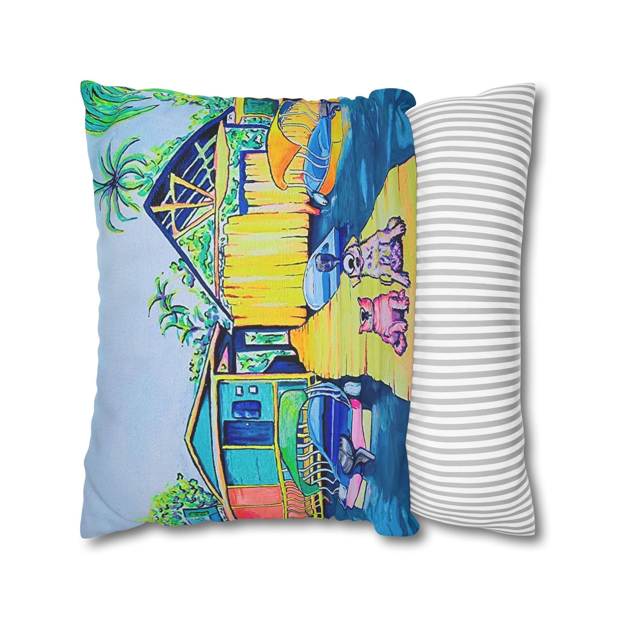 Cyclops Cat and Dog in Bocas Pillowcase, Cover Only