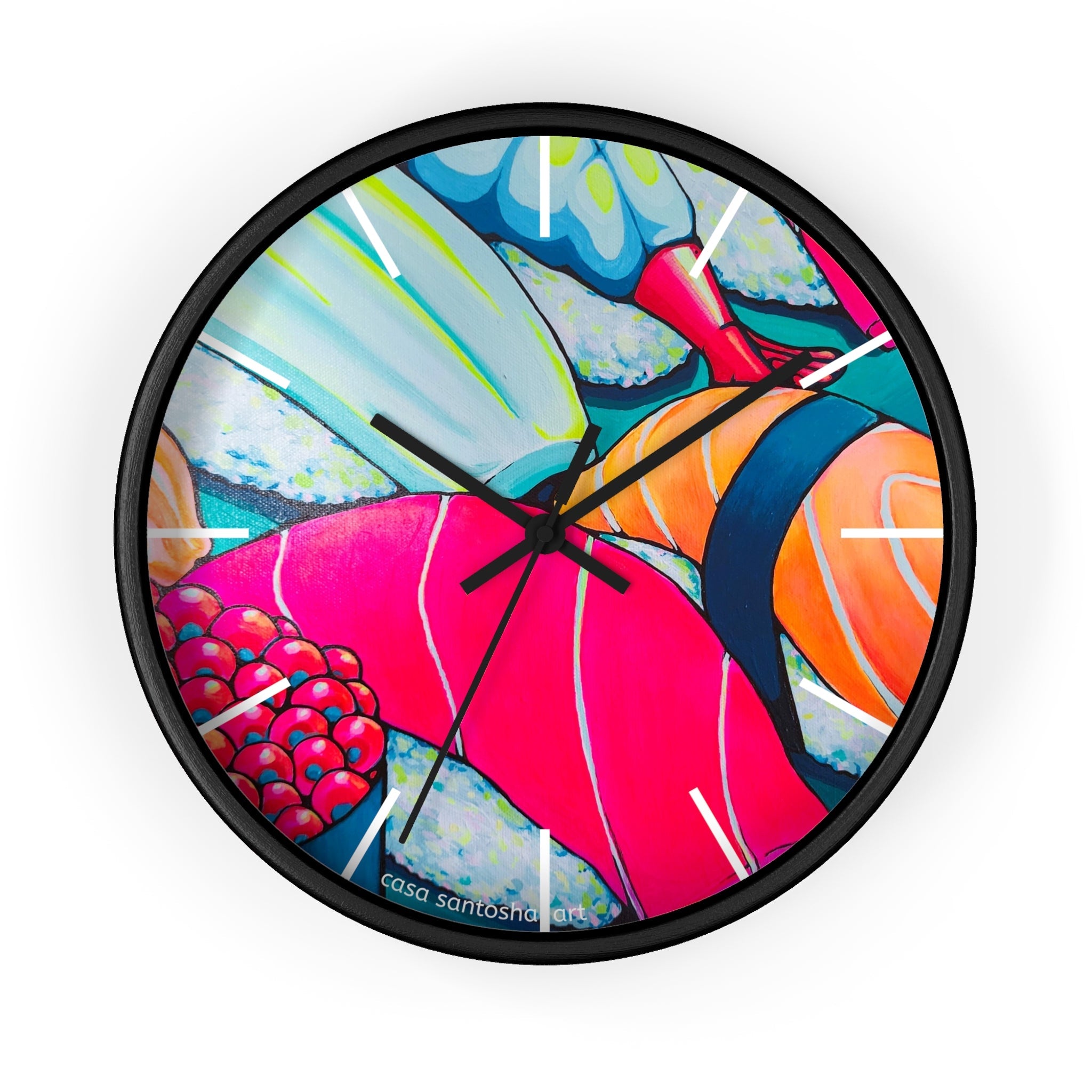 Neon Sushi Pop Art Wall Clock