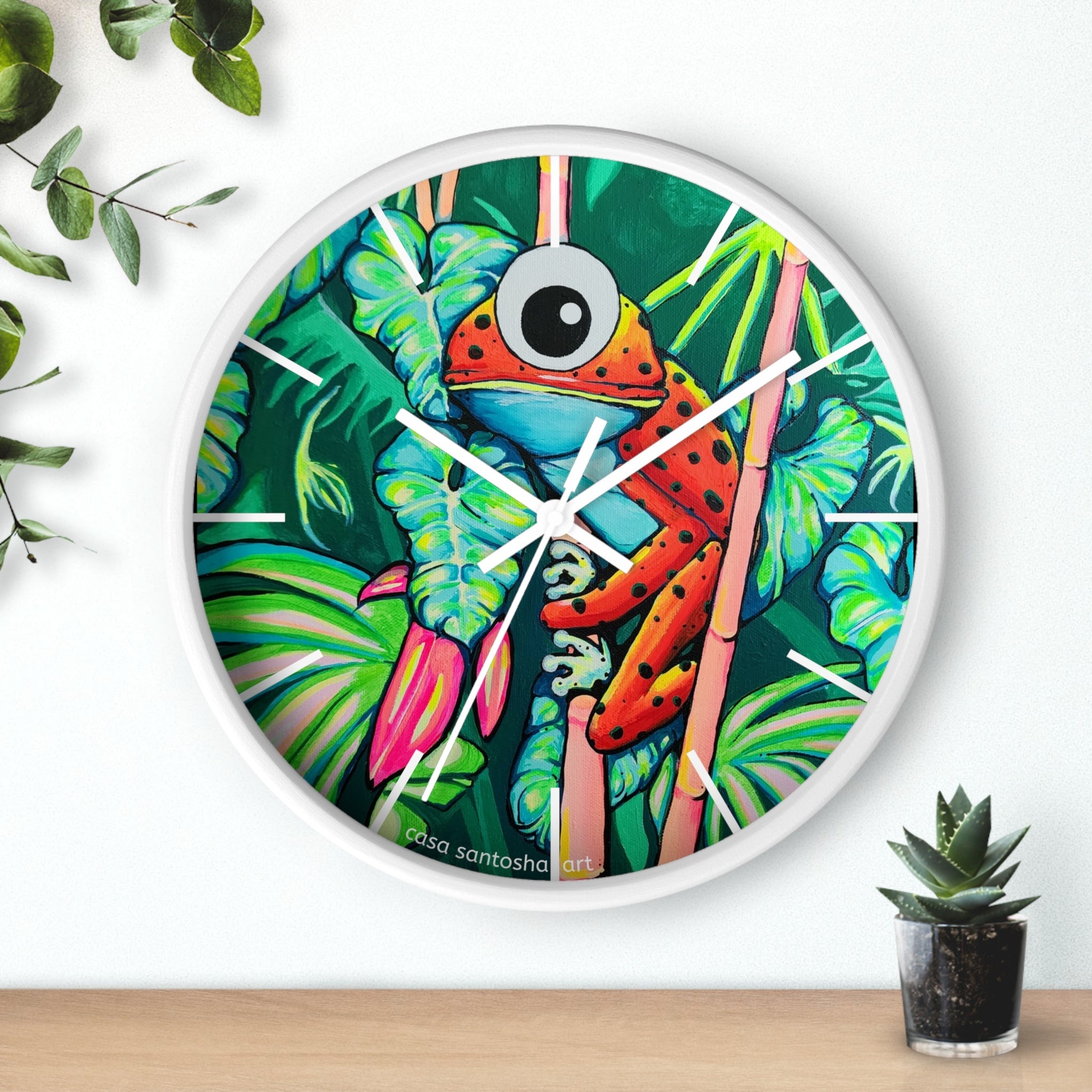 Cyclops Red Frog Pop Art Wall Clock