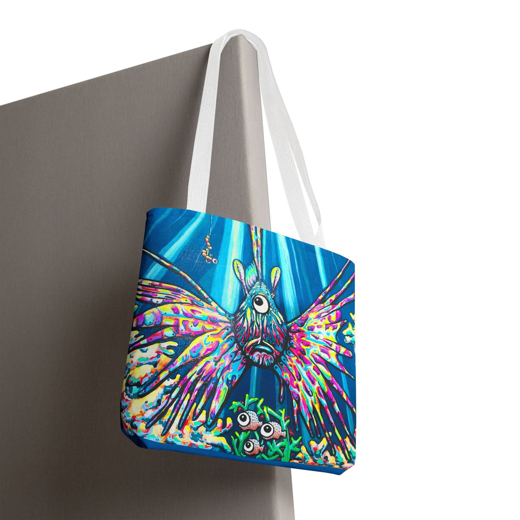 Premium Cyclops Lionfish Tote Bag, Original Artist Design, Reusable Shopping Tote,  Eco-Friendly