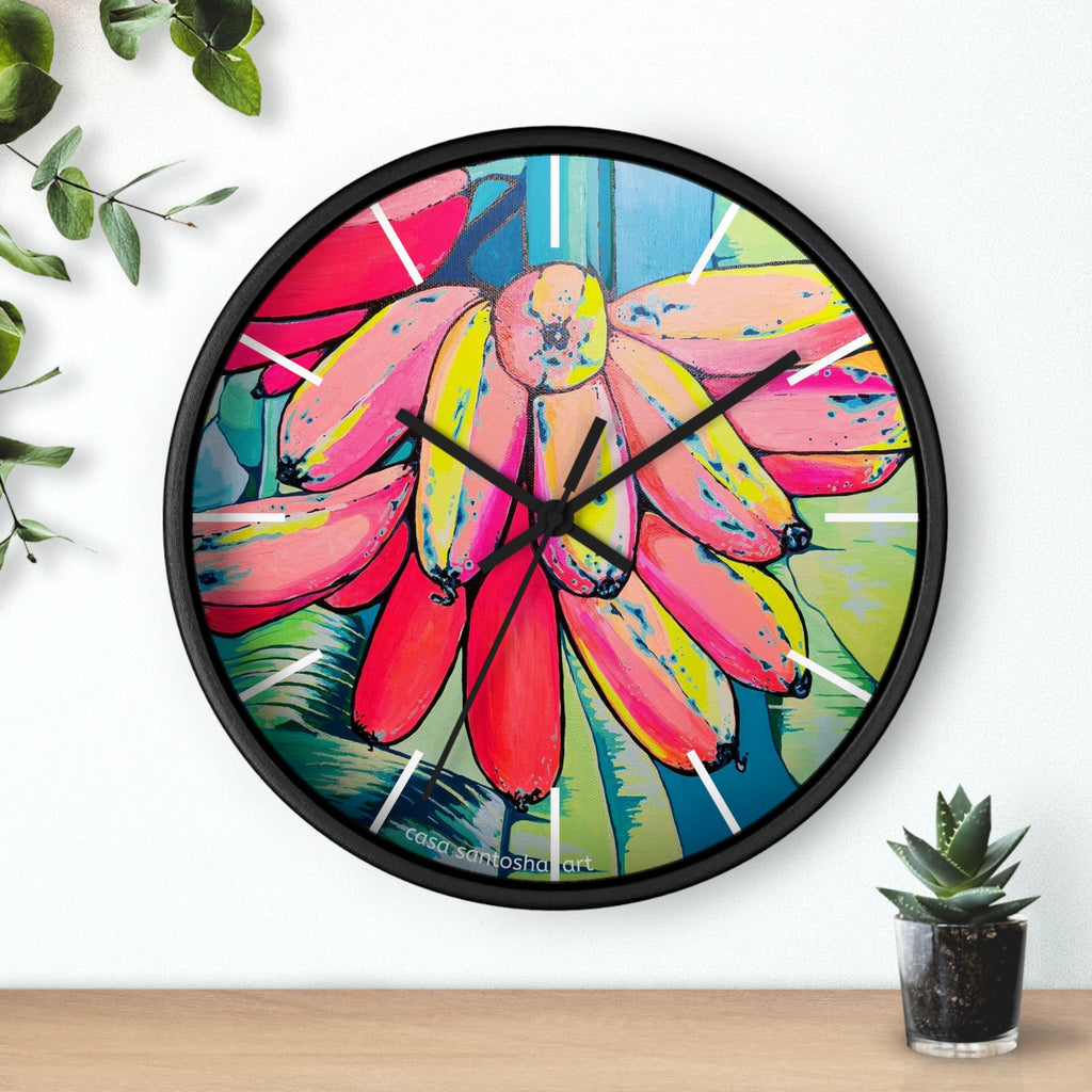 Neon Primitivo Bananas Pop Art Wall Clock