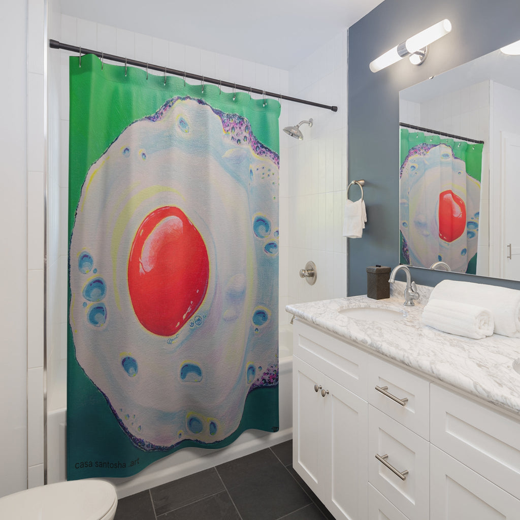 Neon Fried Egg Pop Art Shower Curtain