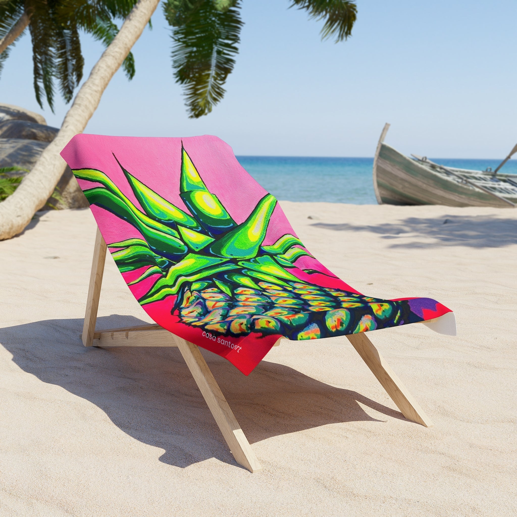 Neon Pineapple Beach Towel for Summer Fun and Vacation Essentials