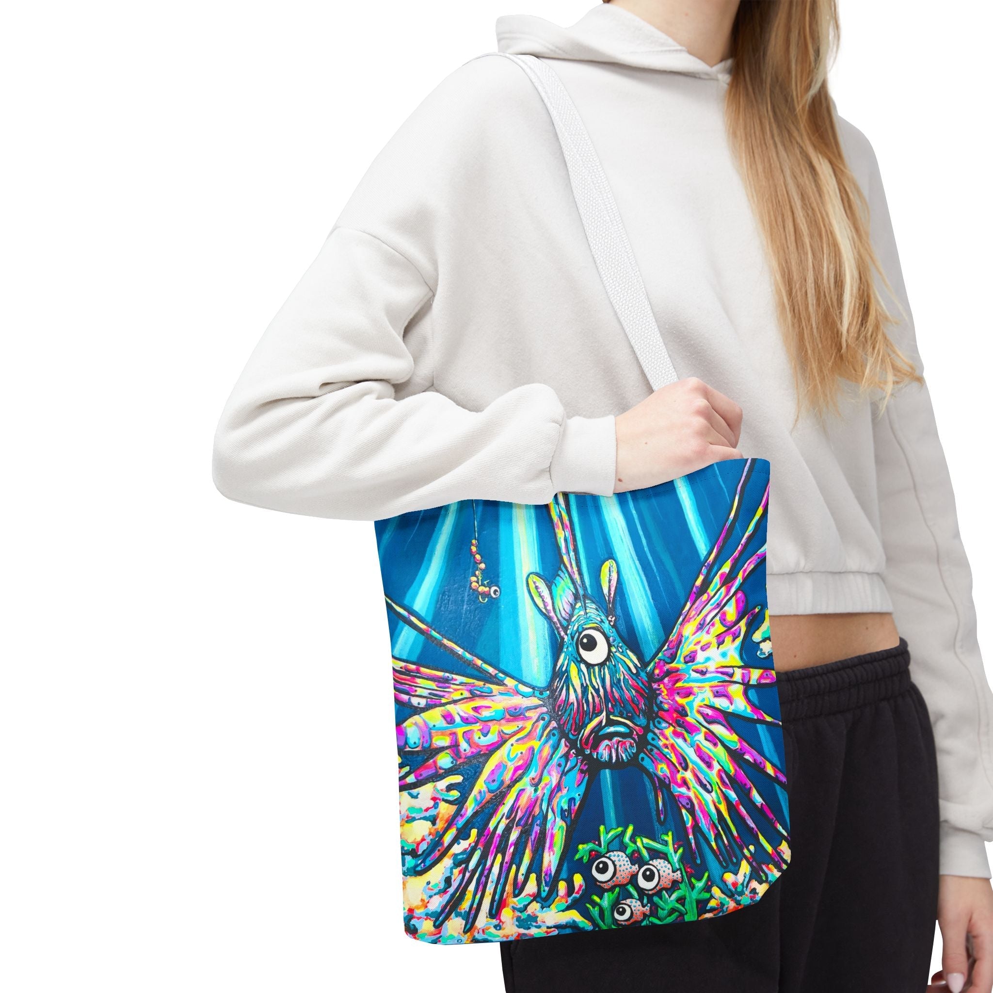 Premium Cyclops Lionfish Tote Bag, Original Artist Design, Reusable Shopping Tote,  Eco-Friendly