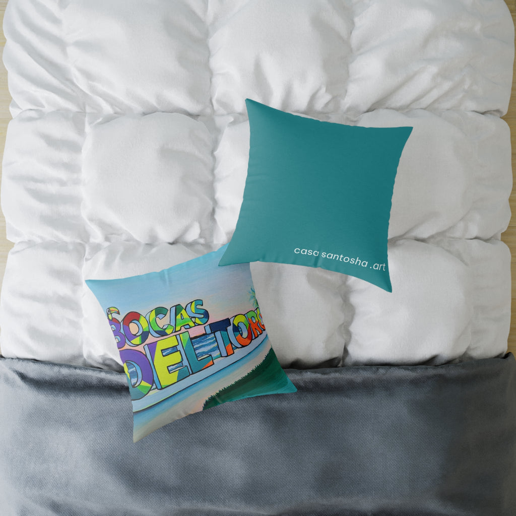 Bocas Del Toro Sign Art Canvas Decorative Pillow