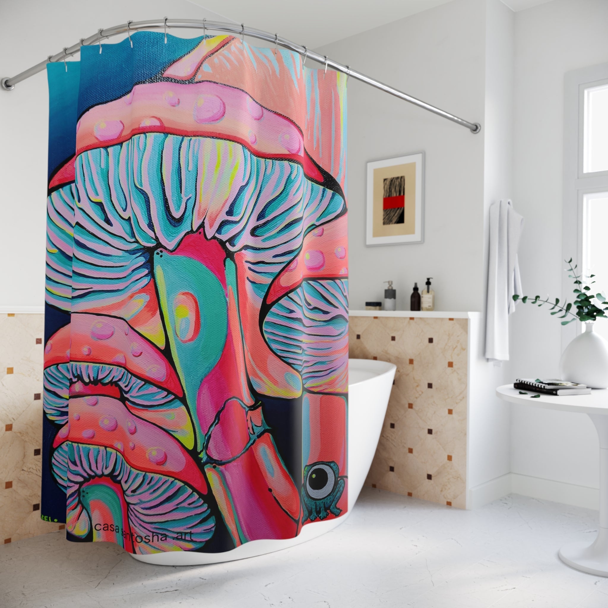 Trippy Mushrooms Pop Art Shower Curtain