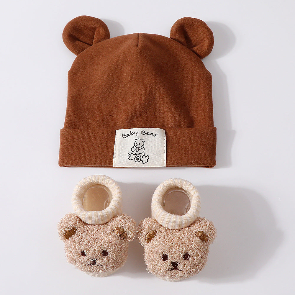 Baby Rabbit Ear Cap and Knitted Socks Set