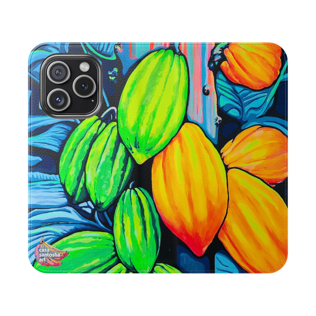 Neon Cacao Flip Phone Case – Wallet Cover with Card Slots