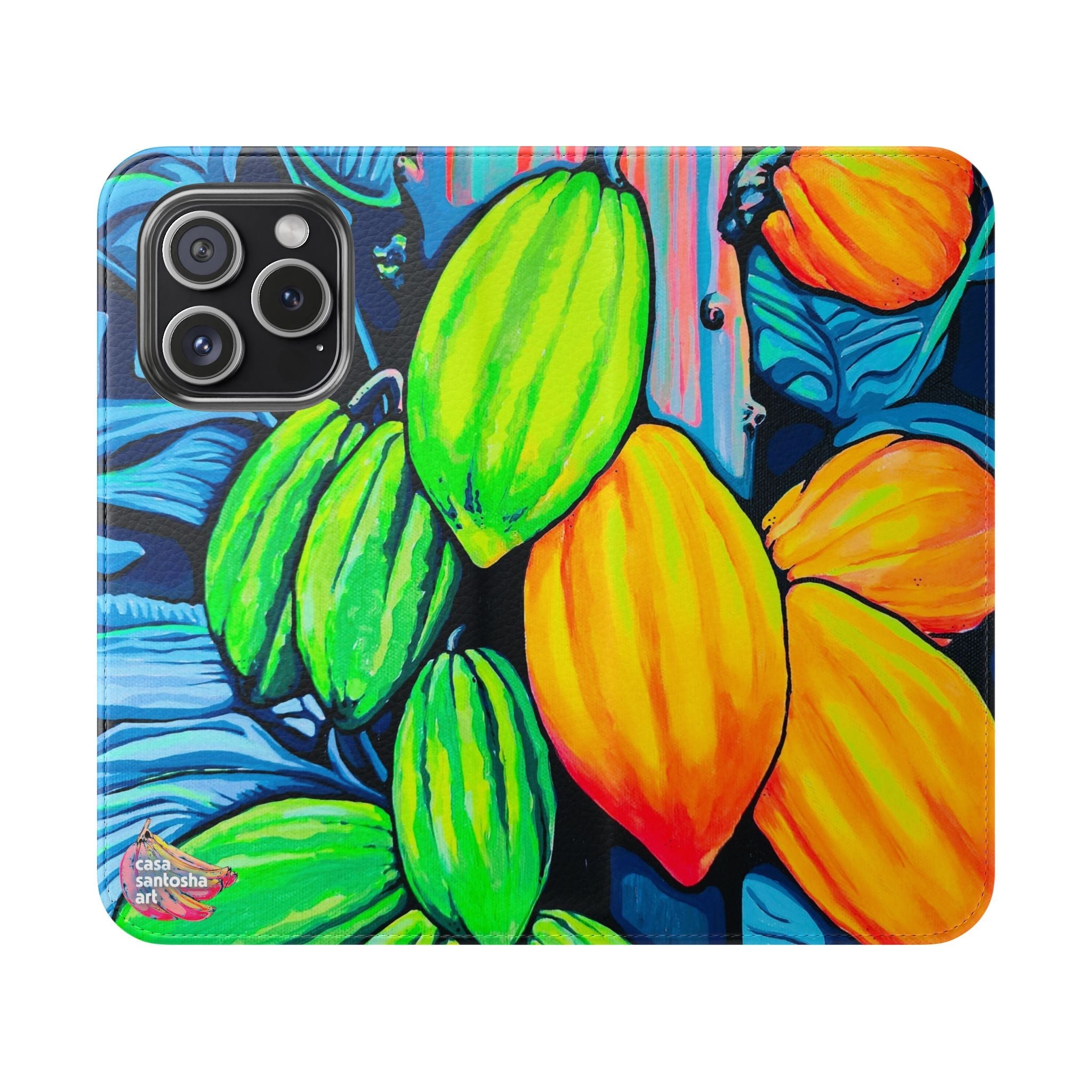 Neon Cacao Flip Phone Case – Wallet Cover with Card Slots