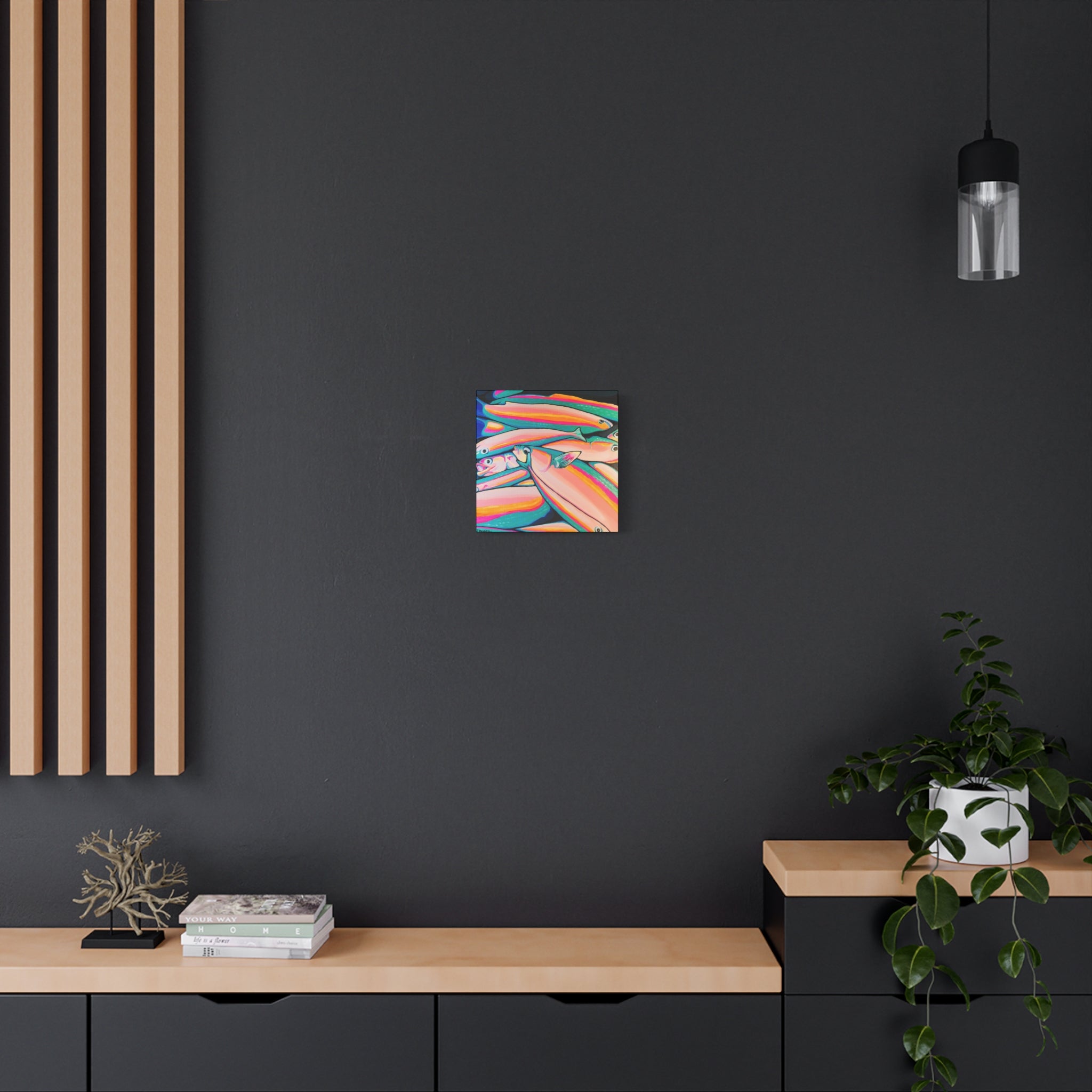 Neon Fish Canvas Print, Original Artist Design, Home Decor Wall Art