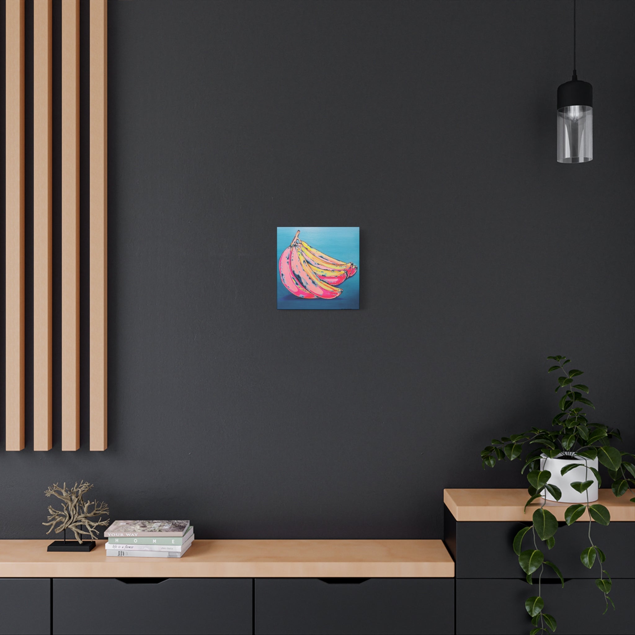 Neon Bananas Canvas Art Print, Home Decor, Original Artist Design