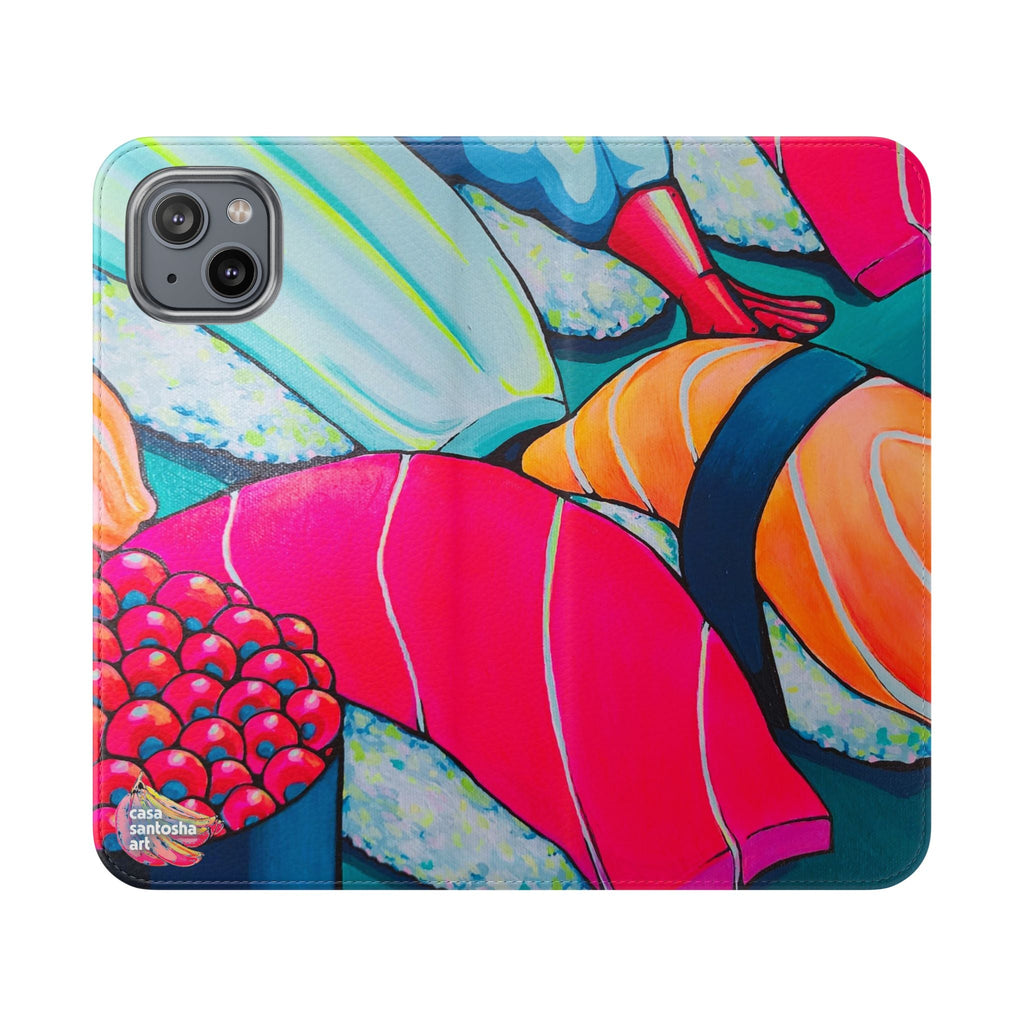 Neon Sushi Flip Phone Case – Wallet Cover with Card Slots