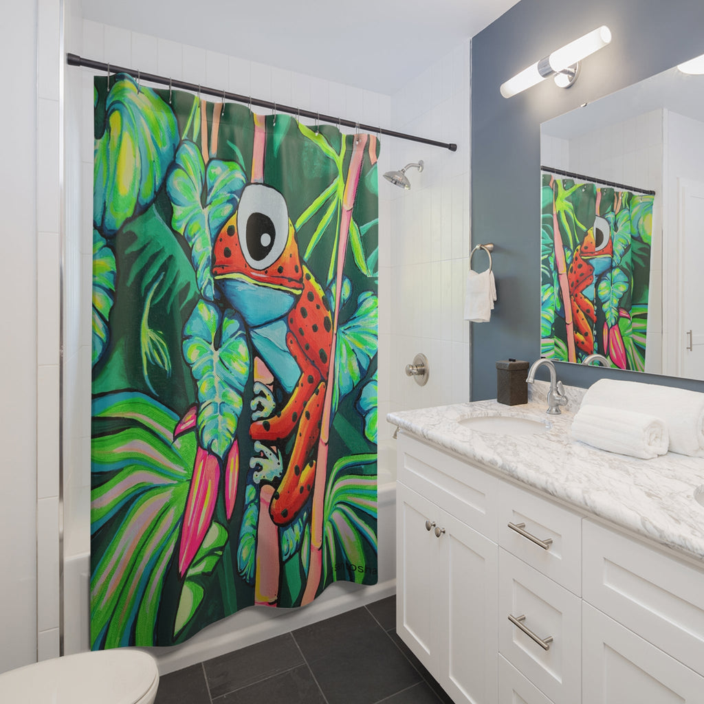 Cyclops Red Frog Pop Art Shower Curtain