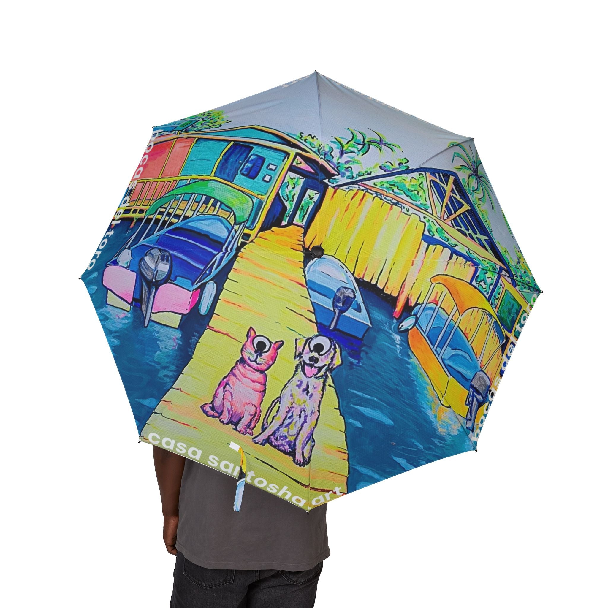 Cyclops Cat and Dog in Bocas Umbrella - Foldable & Stylish Rain Gear