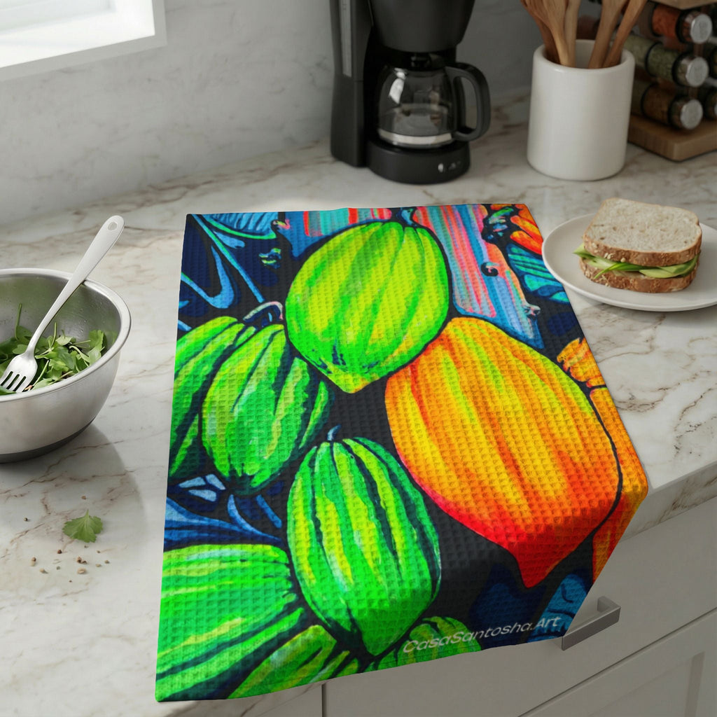 Neon Cacao Waffle Weave Kitchen Hand Towel