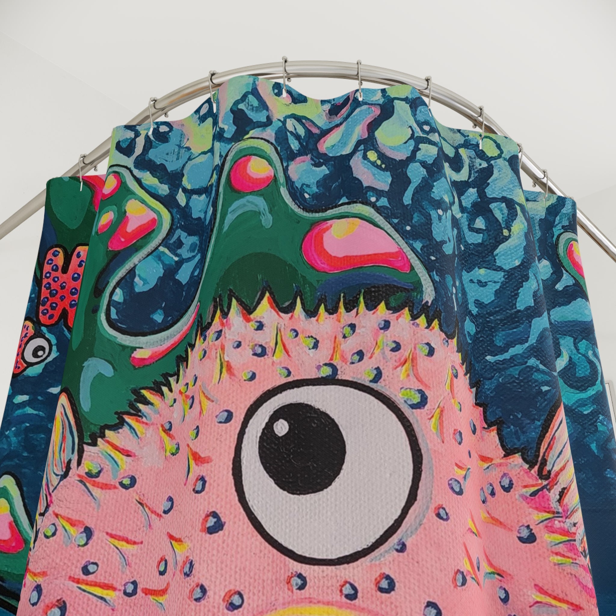 Cyclops Pufferfish Pop Art Shower Curtain