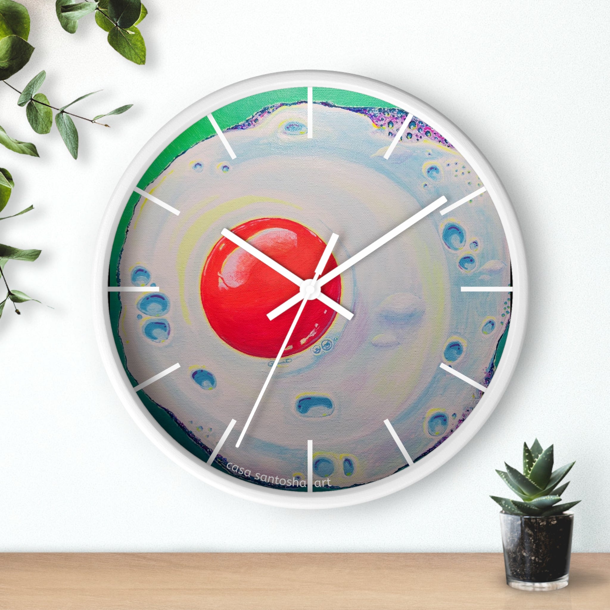 Neon Fried Egg Pop Art Wall Clock