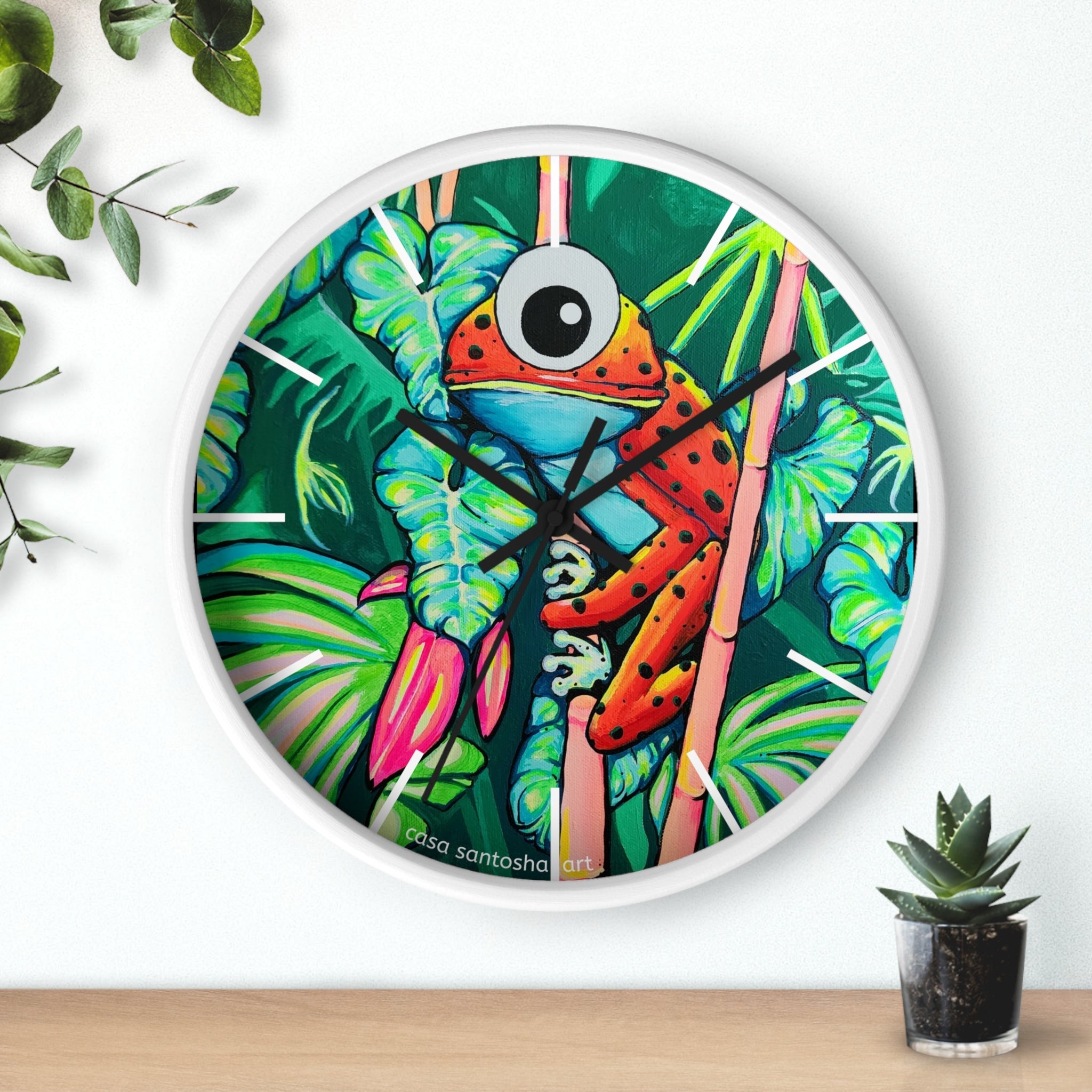 Cyclops Red Frog Pop Art Wall Clock