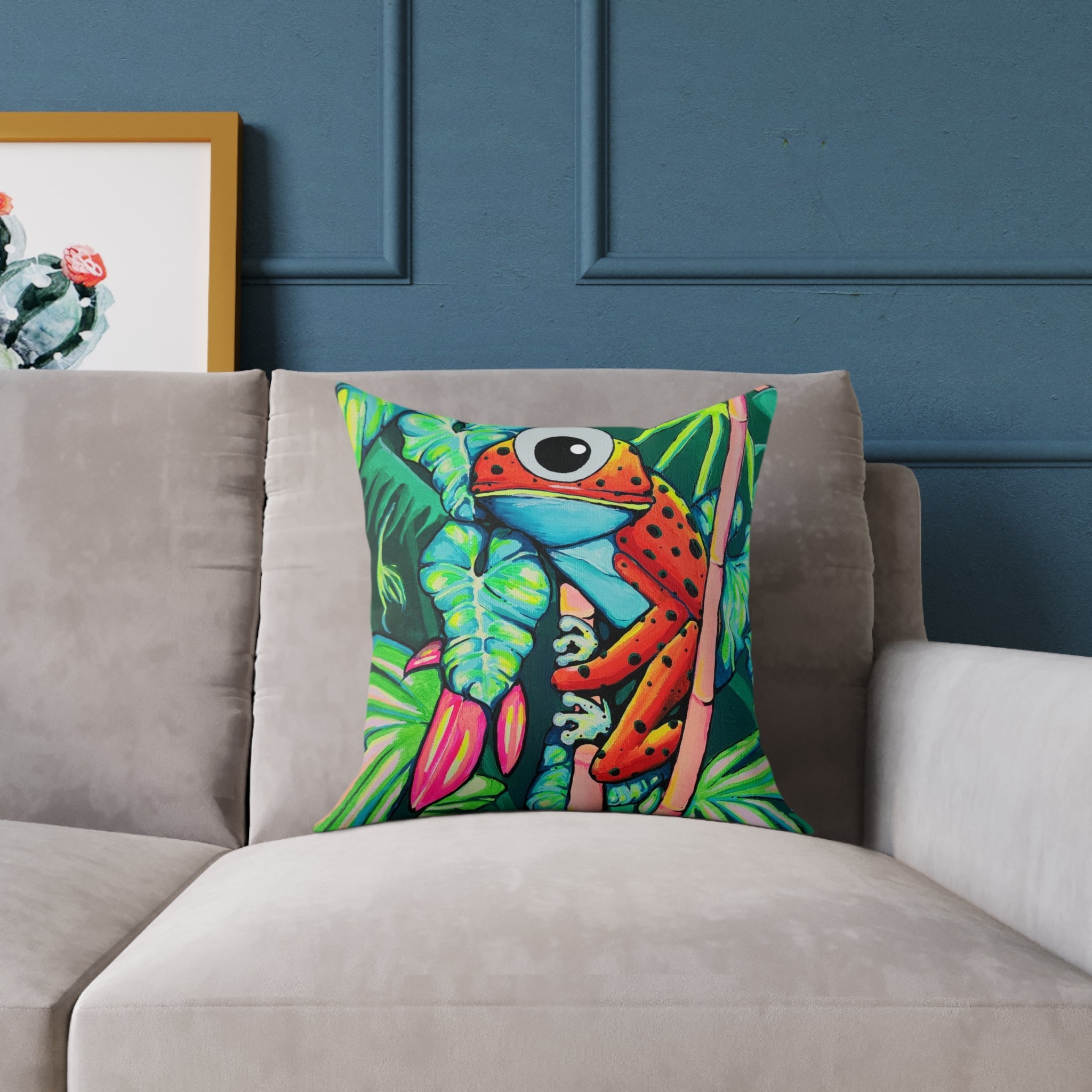 Cyclops Red Frog Art Canvas Decorative Pillow