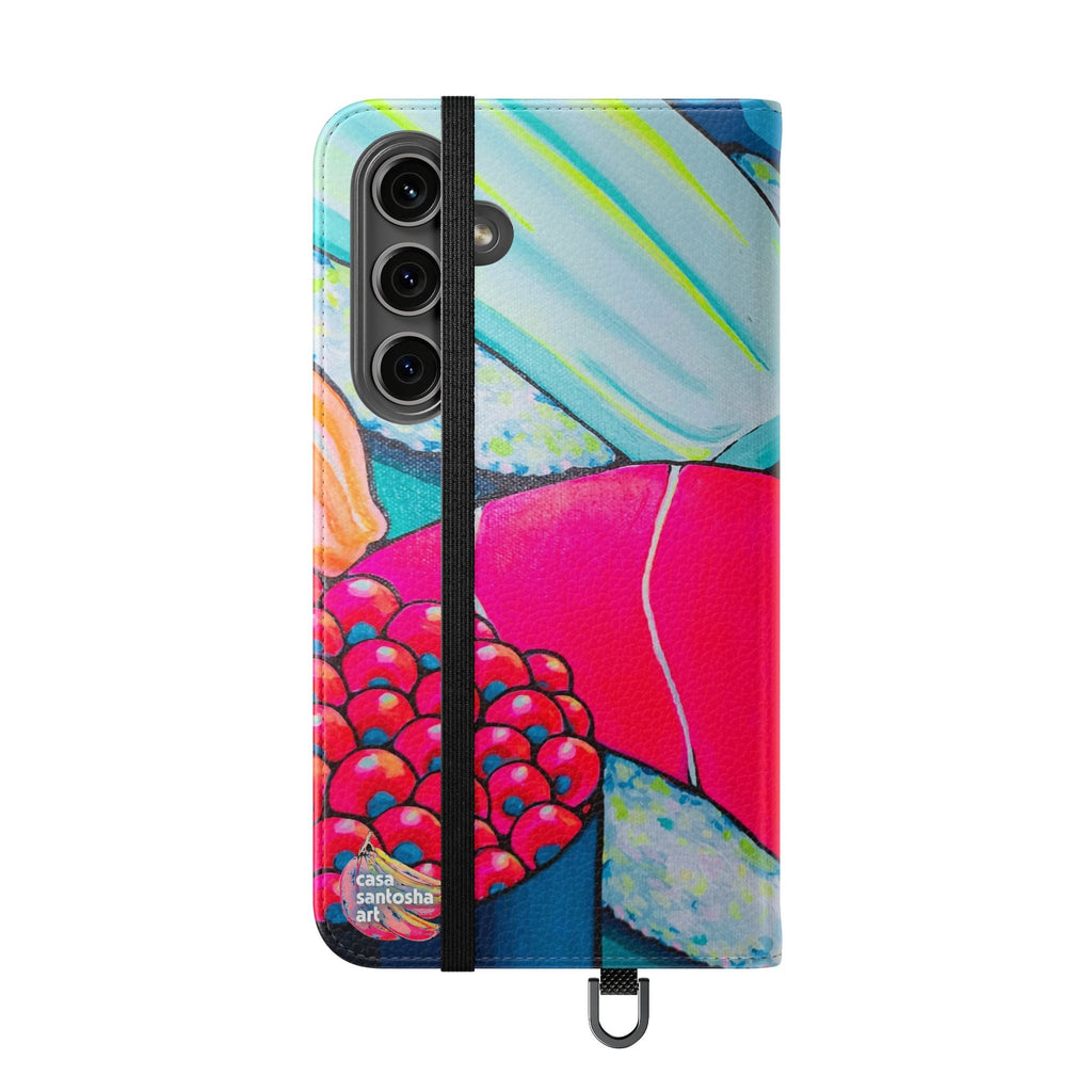 Neon Sushi Flip Phone Case – Wallet Cover with Card Slots