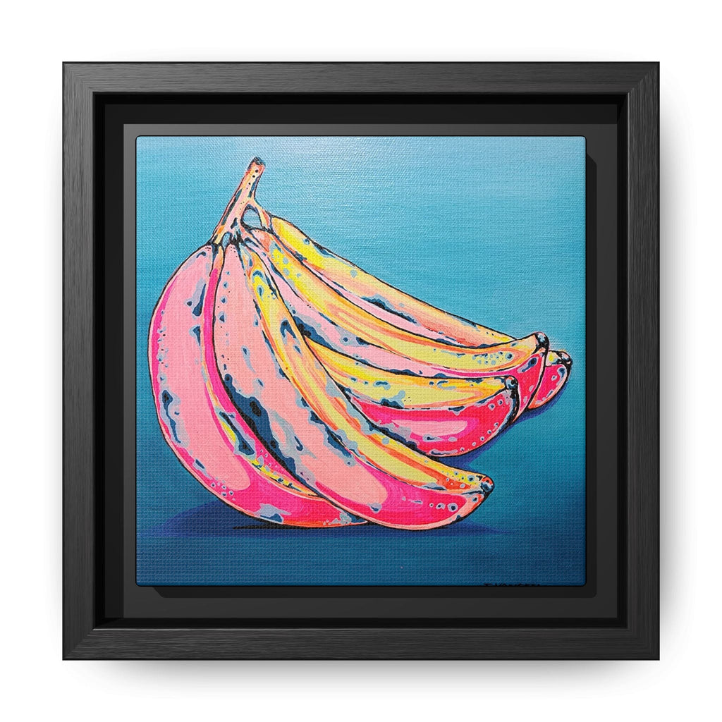 Framed Neon Bananas Canvas Print