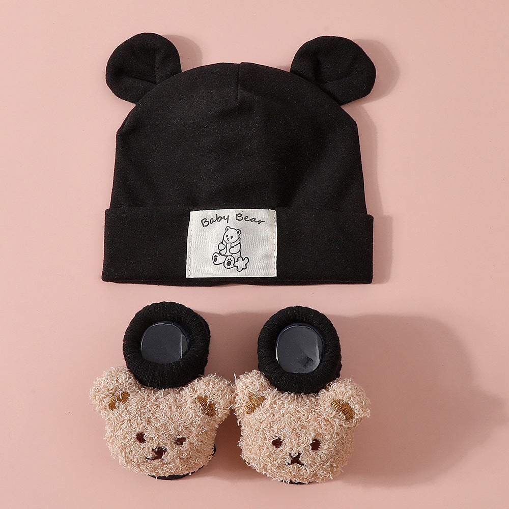Baby Rabbit Ear Cap and Knitted Socks Set