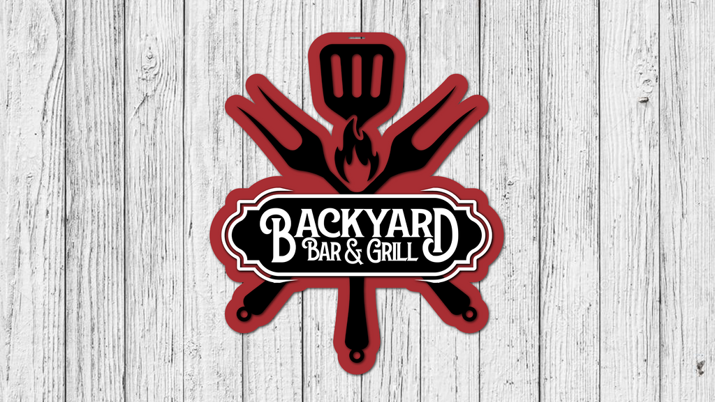Backyard Bar and Grill Door Hanger - DIY Unfinished Kit - Lvl 2