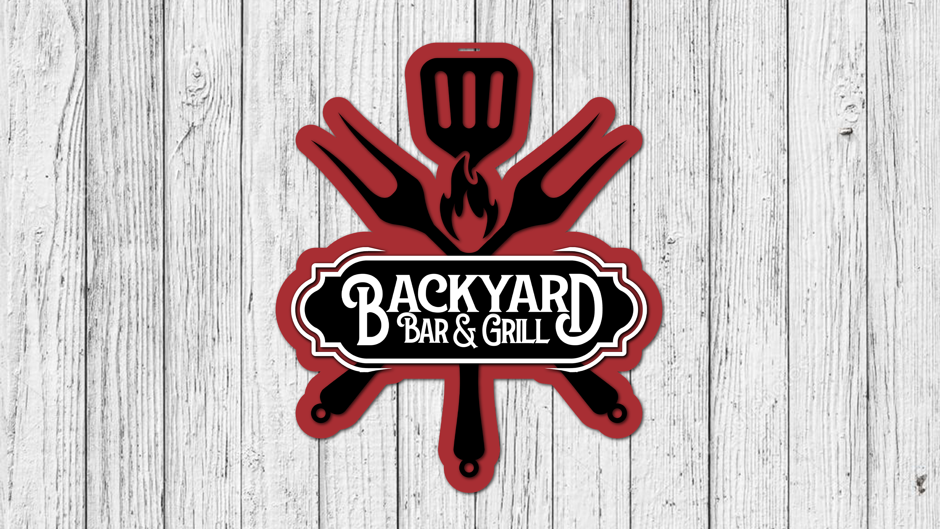 Backyard Bar and Grill Door Hanger - DIY Unfinished Kit - Lvl 2