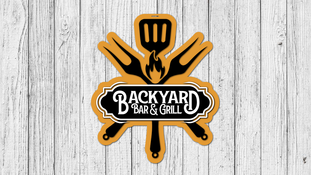 Backyard Bar and Grill Door Hanger - DIY Unfinished Kit - Lvl 2
