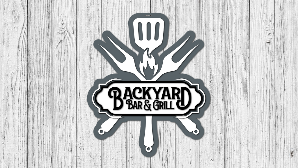 Backyard Bar and Grill Door Hanger - DIY Unfinished Kit - Lvl 2