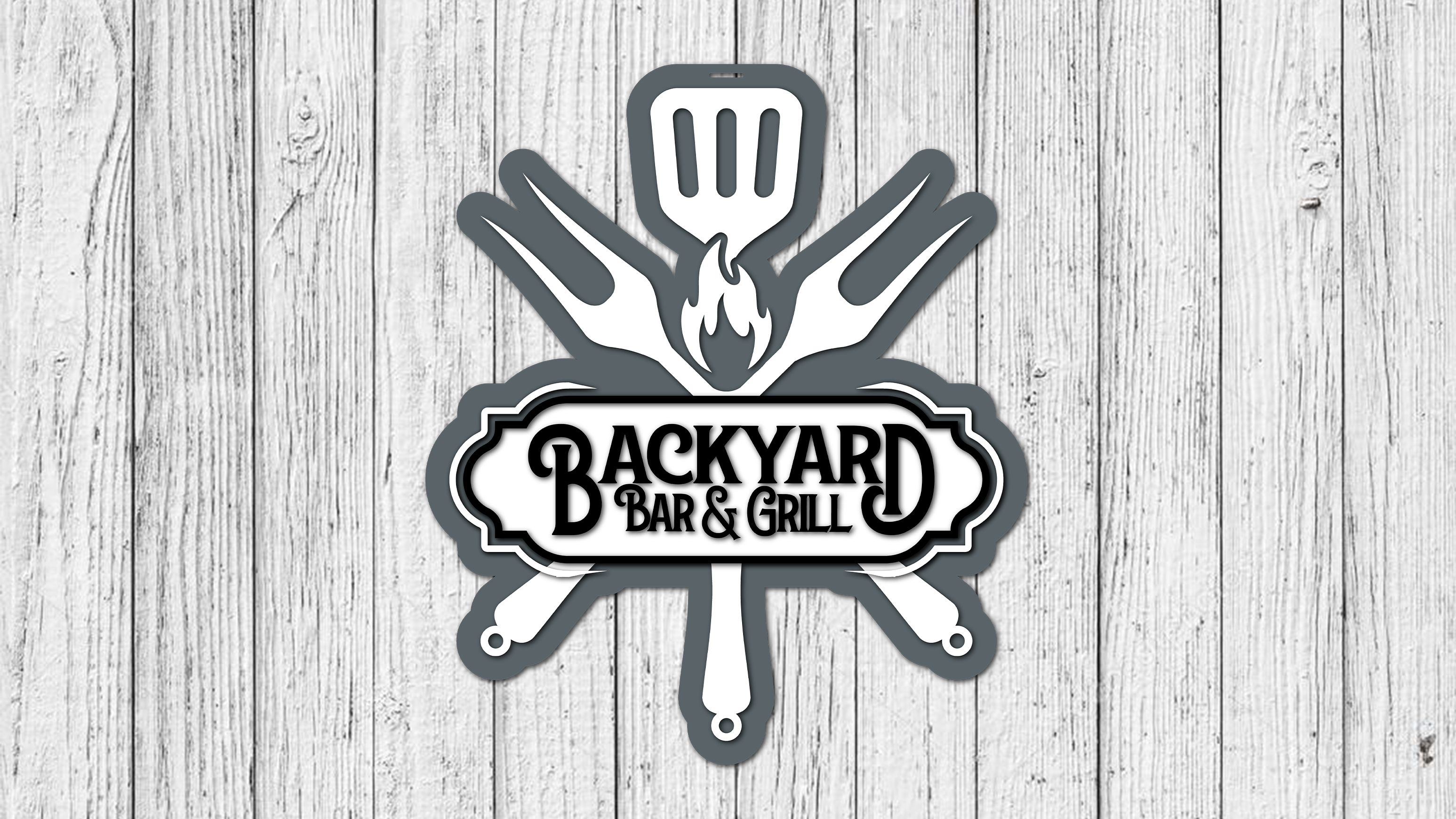 Backyard Bar and Grill Door Hanger - DIY Unfinished Kit - Lvl 2