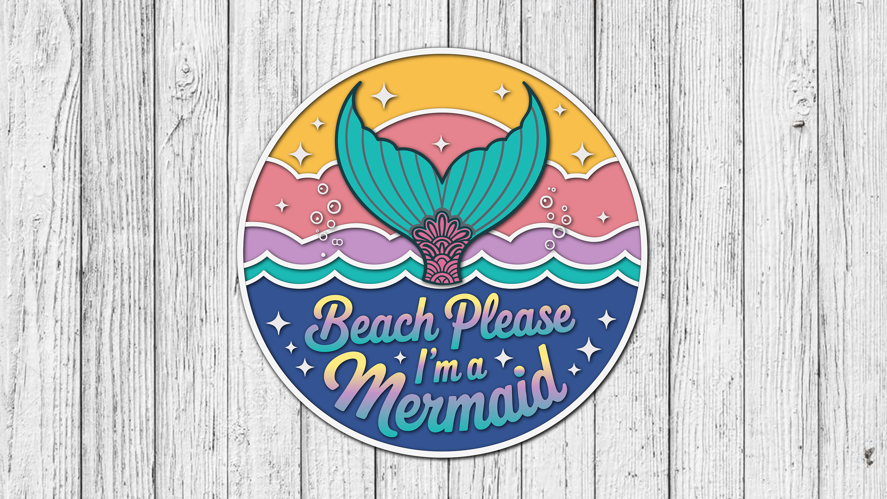 Beach Please I'm a Mermaid Door Hanger - DIY Unfinished Kit - Lvl 2
