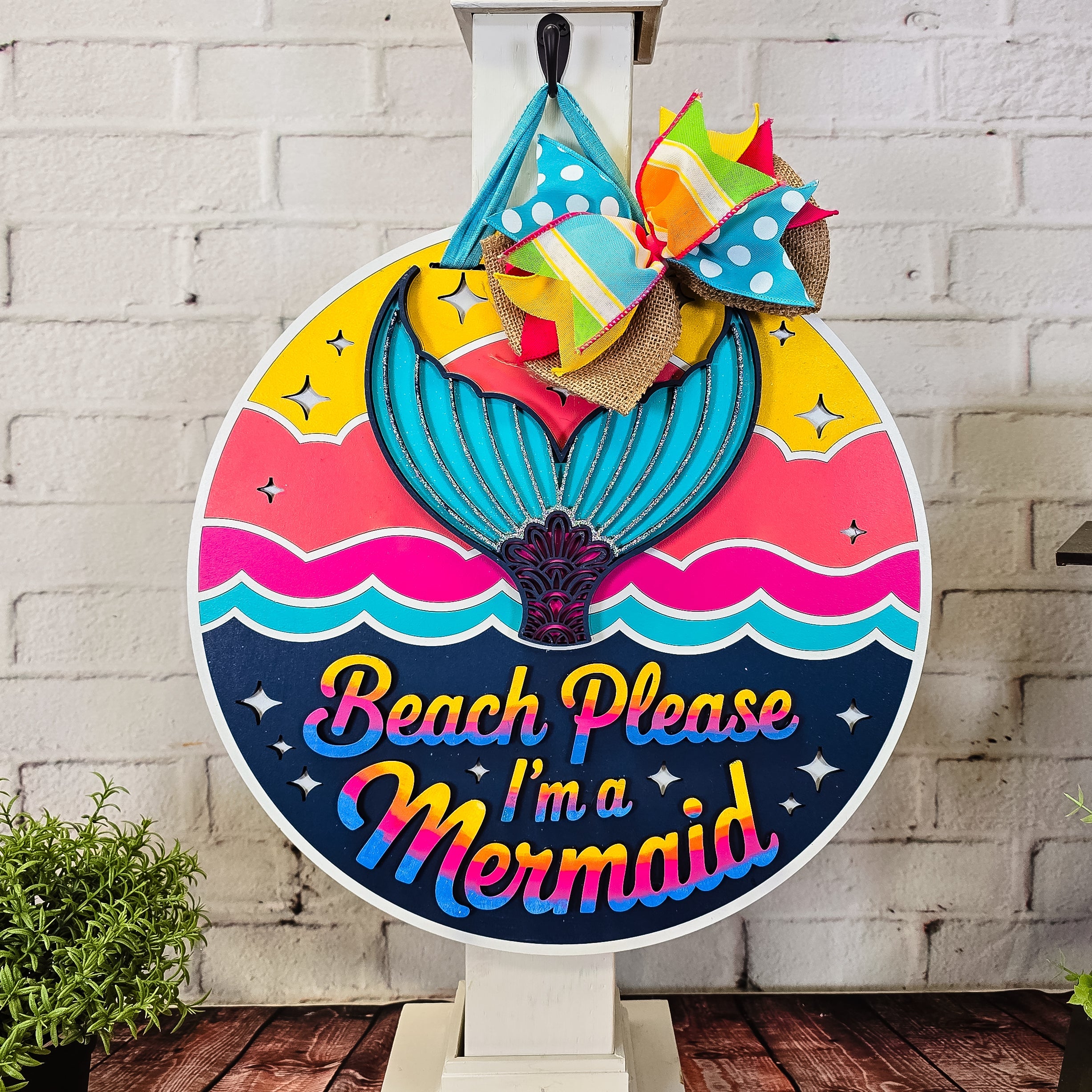 Beach Please I'm a Mermaid Door Hanger - DIY Unfinished Kit - Lvl 2