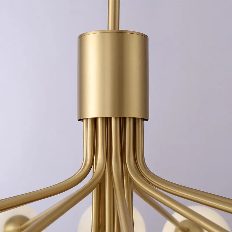 DecorBites™ Gold Glass Ball Chandelier: Luxury LED Lighting for Dining Room, Kitchen, Cafe