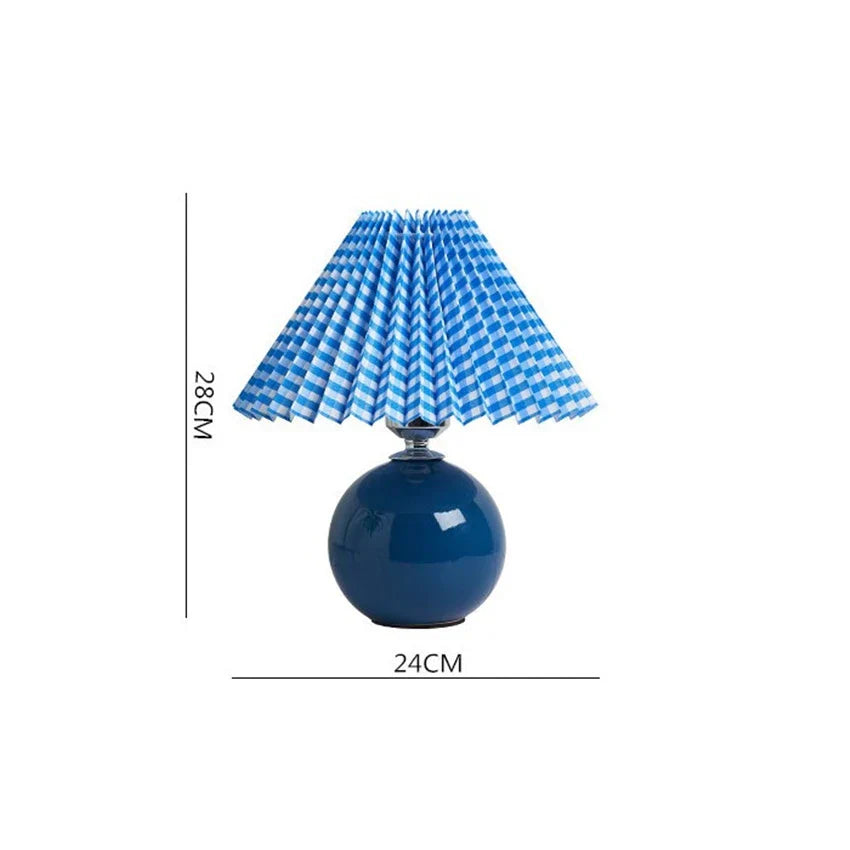 DecorBites™ Japanese Ceramic Table Lamps Living Room Pleated Skirt Lampshade Warm Bedroom Lighting
