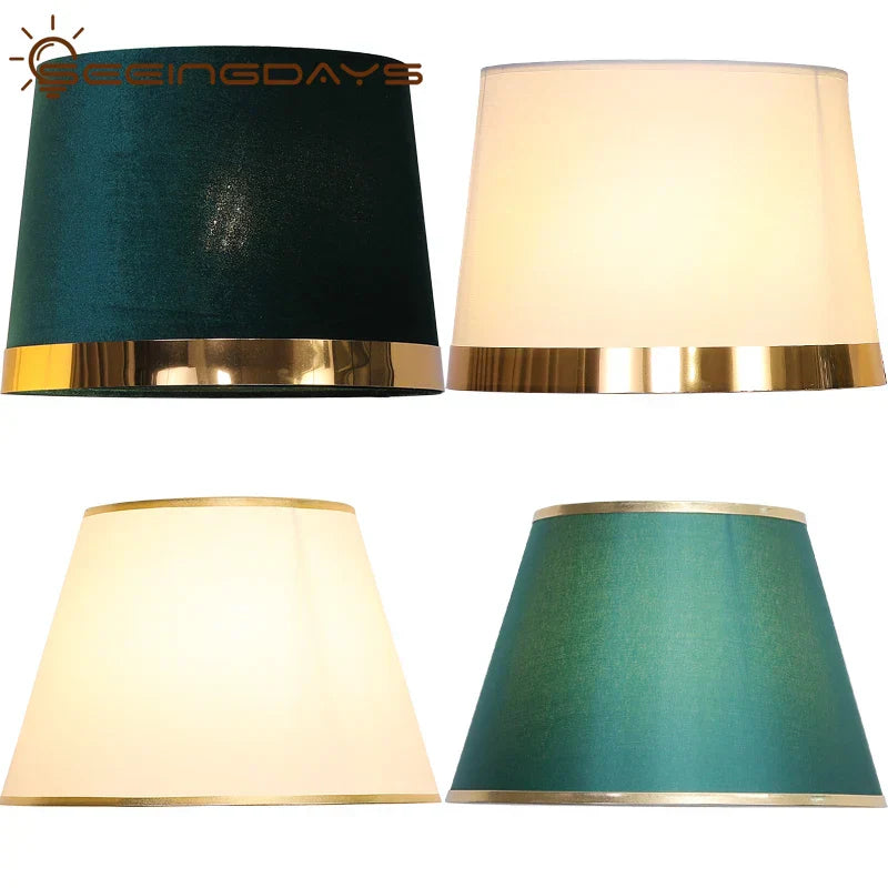 DecorBites™ Golden Edge Large Cloth Lampshade Cover for Bedroom Bedside Floor Lamp