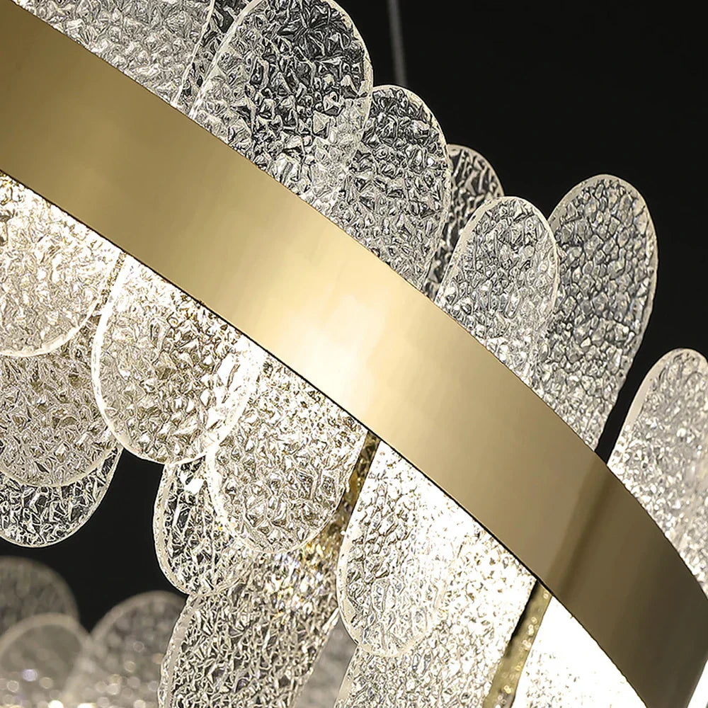 DecorBites™ Golden Stainless Steel LED Designer Chandelier for Dining Room