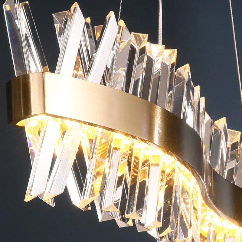 DecorBites™ Gold Crystal LED Chandelier for Dinning Room