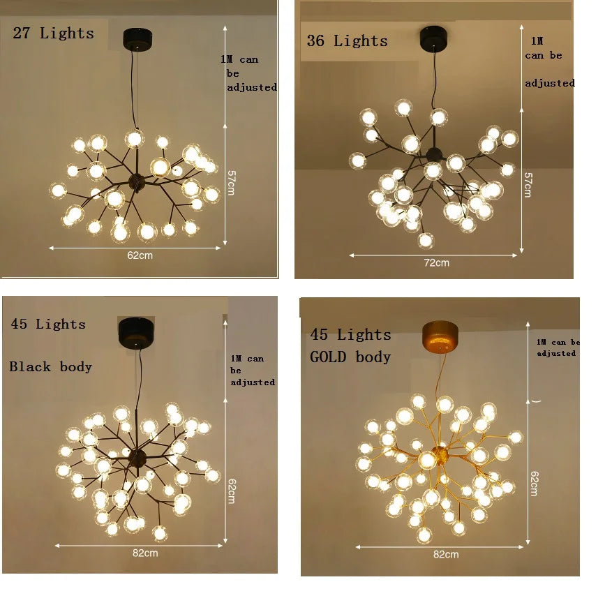DecorBites™ LED Firefly Chandelier: Modern Tree Branch Ceiling Lamp for Stylish Home Decor