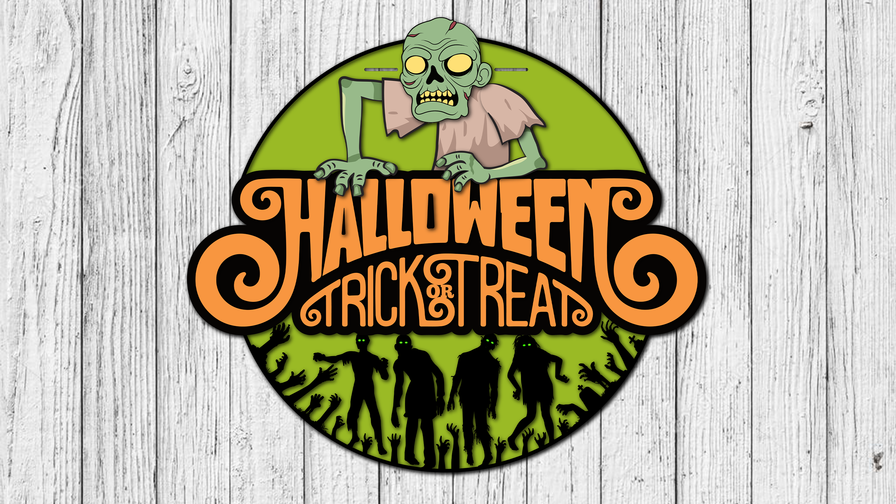 Halloween Trick Or Treat Zombie Door Hanger - DIY Unfinished Kit - Lvl 2