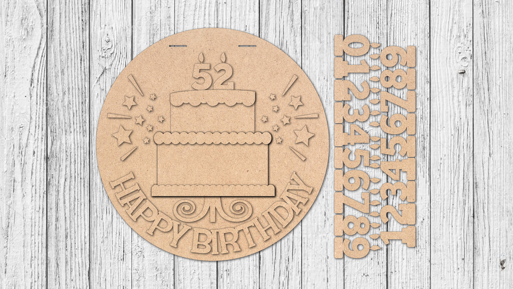 Happy Birthday Interchangeable Age Door Hanger - DIY Unfinished Kit - Lvl 2