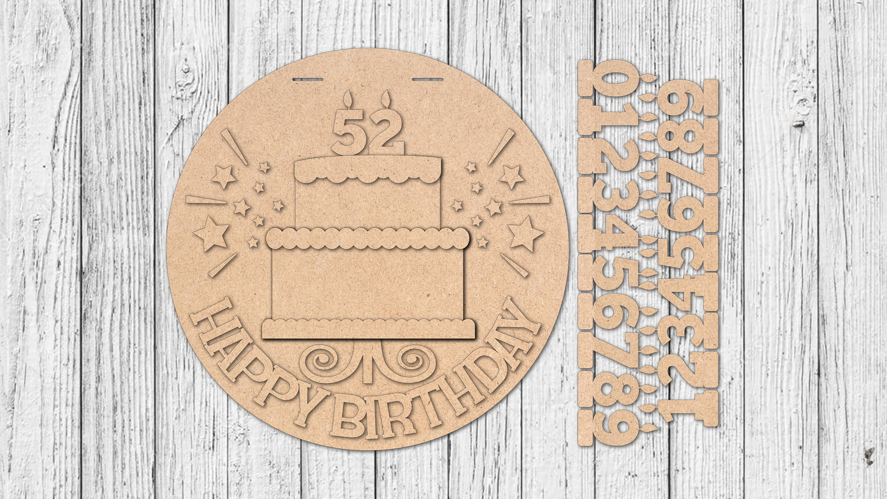 Happy Birthday Interchangeable Age Door Hanger - DIY Unfinished Kit - Lvl 2